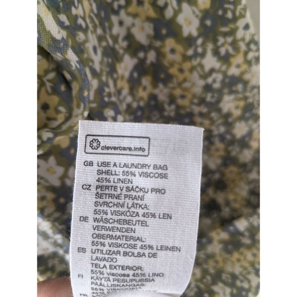 NWT & Other Stories Floral Printed Wrap Midi Dress 0 Linen Blend Green - Picture 5 of 7